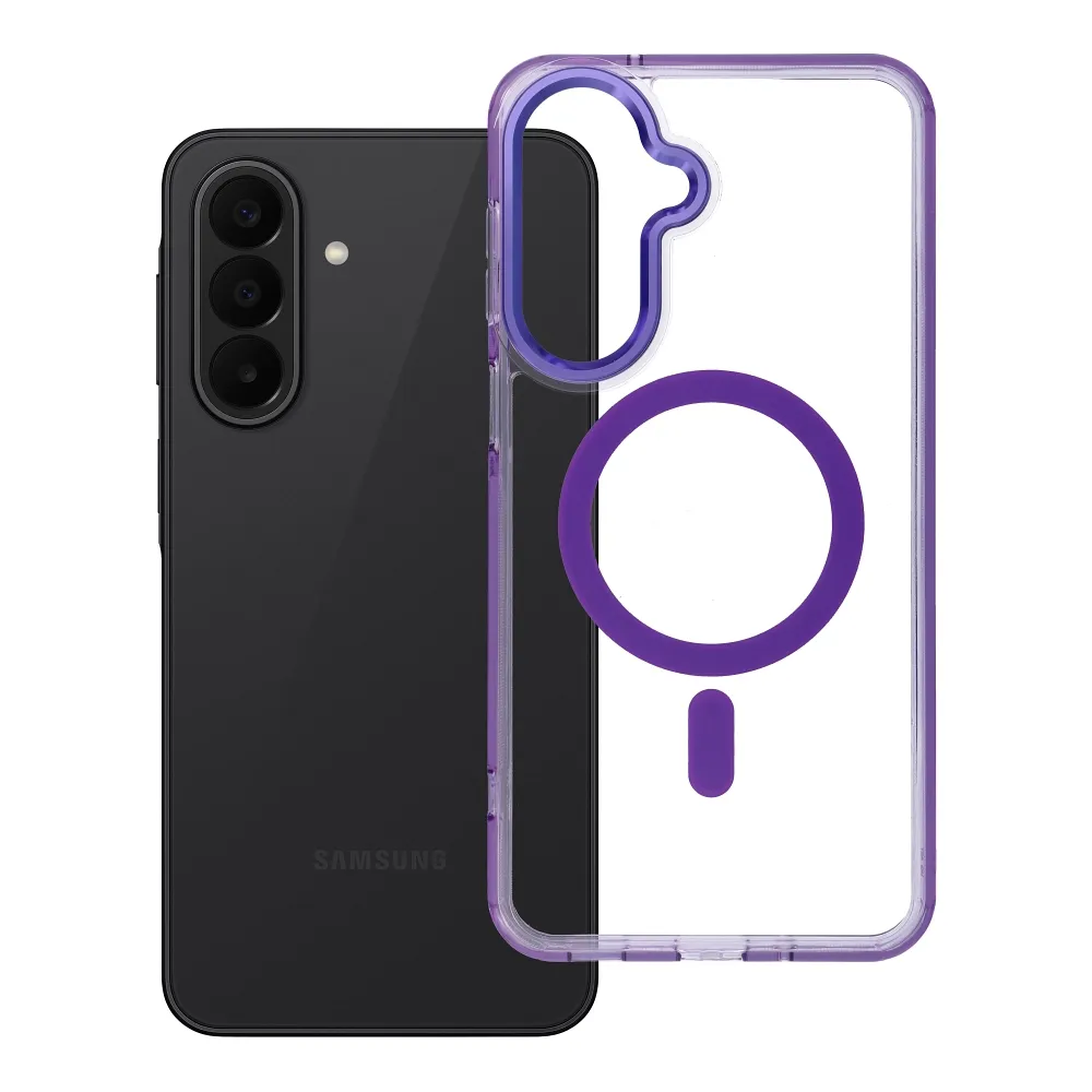 Case passend für Samsung A27 Frame Clear Hybrid Mag Cover kompatibel mit MagSafe purple