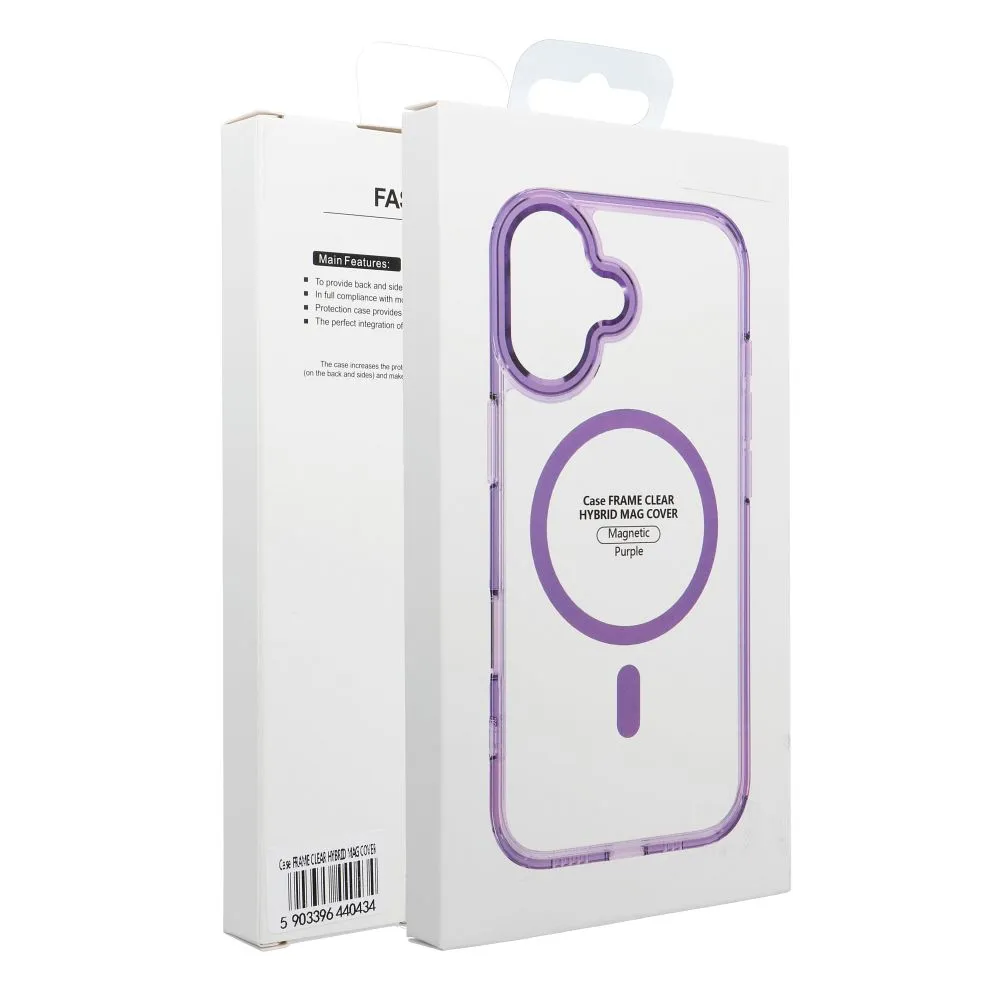 Case passend für Samsung A27 Frame Clear Hybrid Mag Cover kompatibel mit MagSafe purple