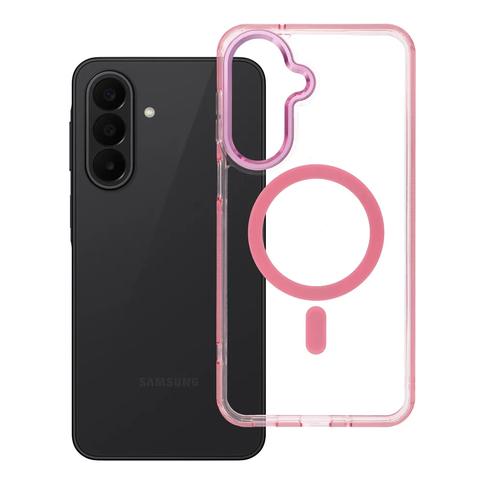 Case passend für Samsung A27 Frame Clear Hybrid Mag Cover kompatibel mit MagSafe powder pink