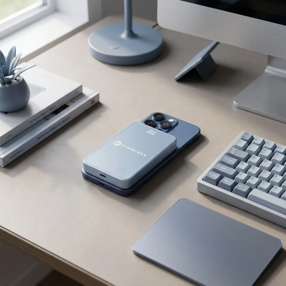 Powerbank kompatibel mit MagSafe Forcell F-Energy SuperSlim F10K8 QC4.0 PD3.0 15W 10000 mAh blue