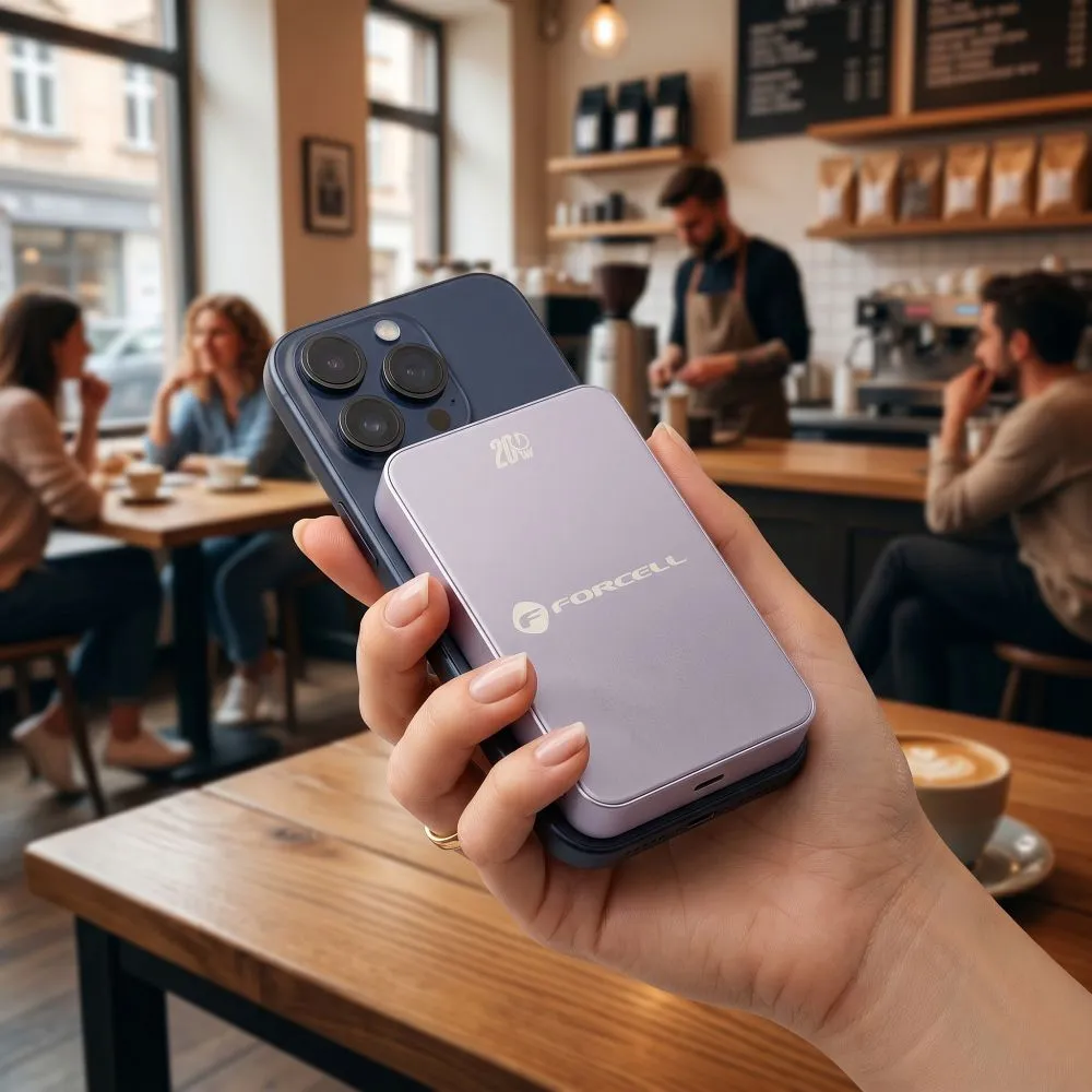 Powerbank kompatibel mit MagSafe Forcell F-Energy SuperSlim F10K8 QC4.0 PD3.0 15W 10000 mAh purple