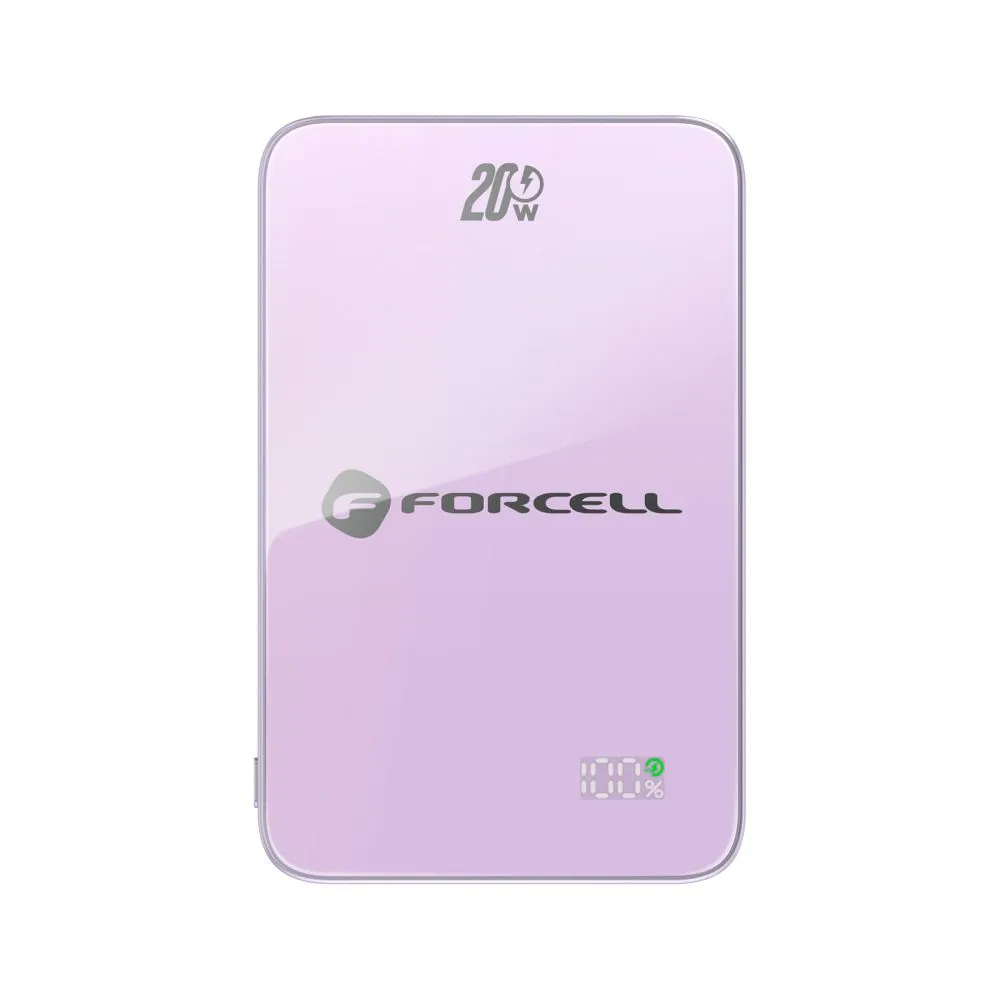 Powerbank kompatibel mit MagSafe Forcell F-Energy SuperSlim F5K8 QC4.0 PD3.0 15W 5000 mAh purple