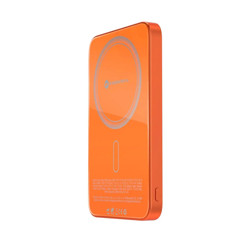 Powerbank kompatibel mit MagSafe Forcell F-Energy SuperSlim F5K8 QC4.0 PD3.0 15W 5000 mAh orange