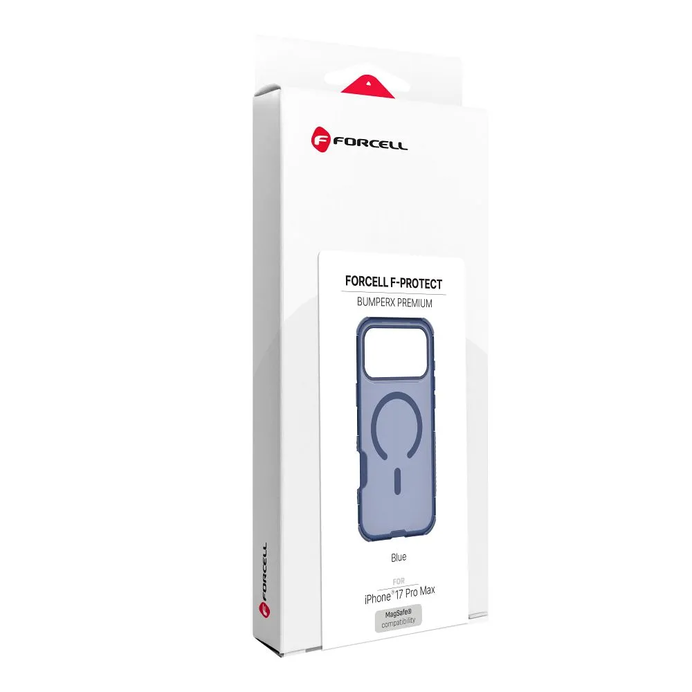 Case passend für iPhone 17 Pro Max / 18 Pro Max (low camera edge) Forcell F-Protect BumperX Premium kompatibel mit MagSafe navy blue