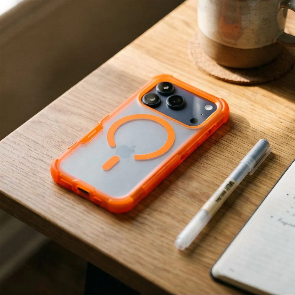Case passend für iPhone 17 Pro / 18 Pro (low camera edge) Forcell F-Protect BumperX Premium kompatibel mit MagSafe orange