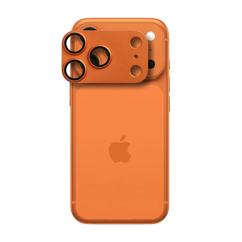 Tempered Glass Camera Lens passend für iPhone 17 PRO AR+AF Full Metal orange