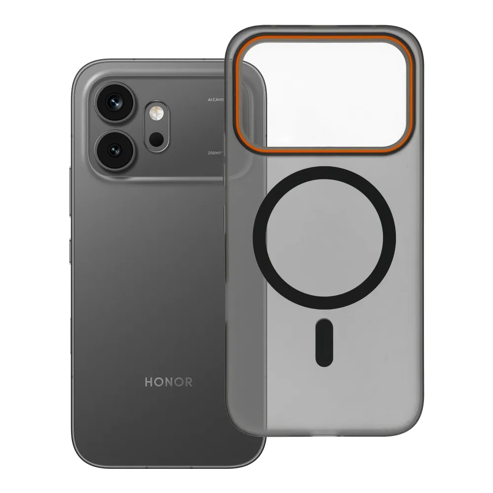 Case passend für Honor 600 / 600 PRO Go Orange kompatibel mit MagSafe black