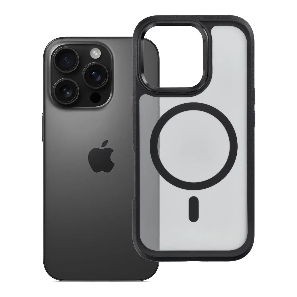 Case passend für iPhone 16 PRO Forcell F-Protect Smoke Hybrid Premium kompatibel mit MagSafe black