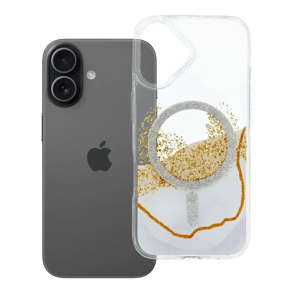 Case passend für iPhone 17 Golden kompatibel mit MagSafe white