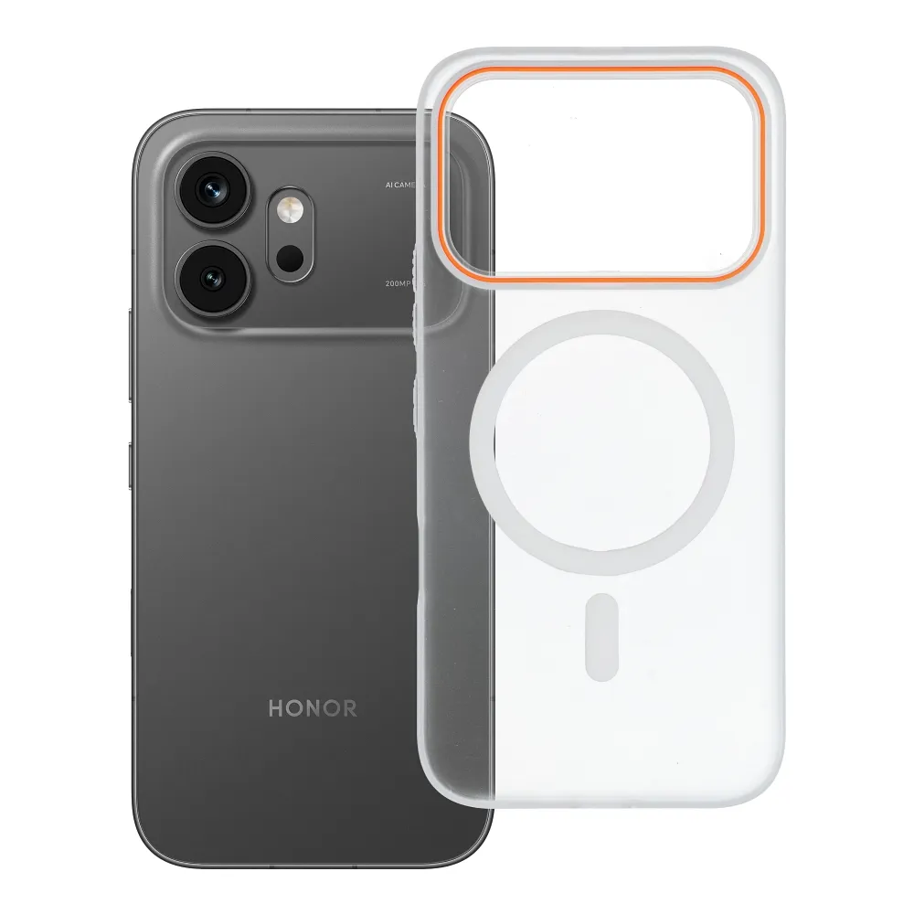 Case passend für Honor 600 / 600 PRO Go Orange kompatibel mit MagSafe transparent