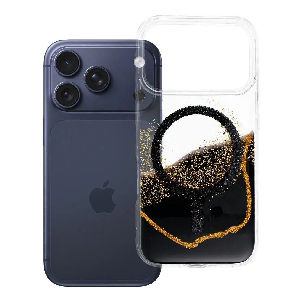 Case passend für iPhone 17 Pro / 18 Pro (low camera edge) Golden kompatibel mit MagSafe black