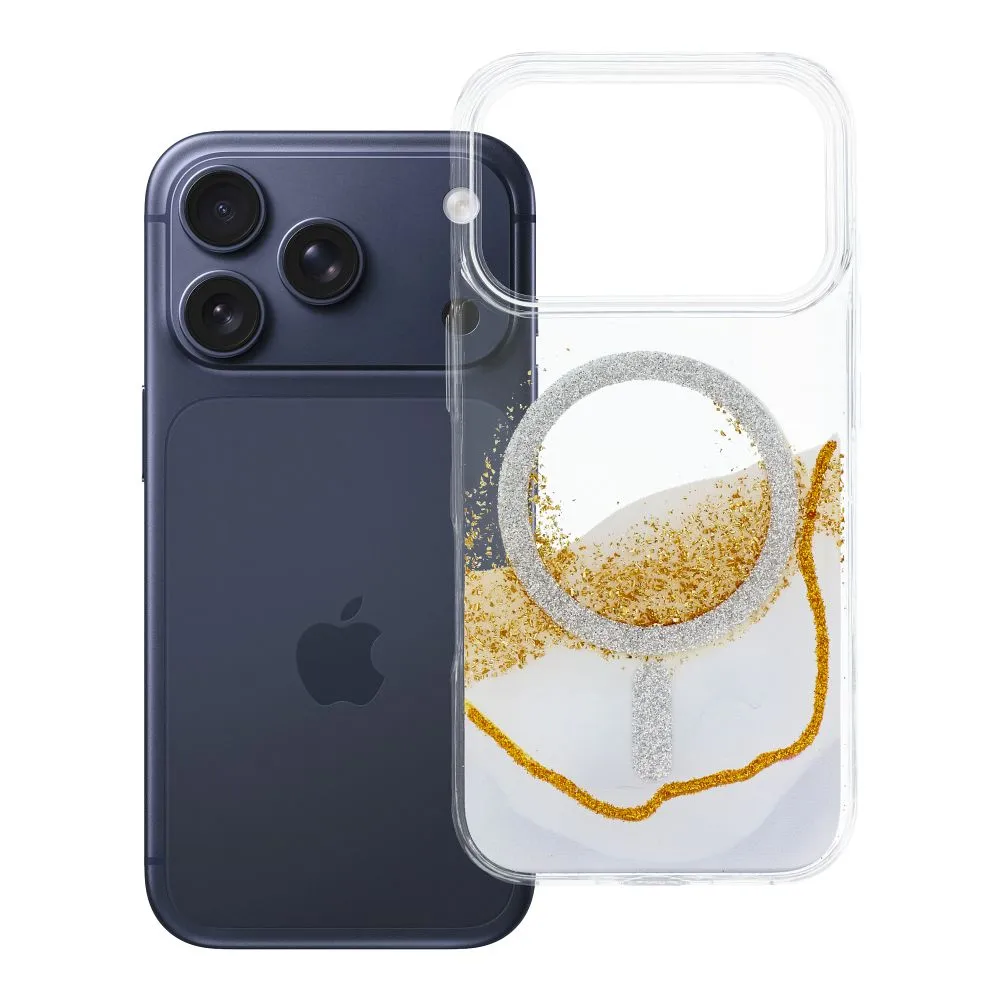 Case passend für iPhone 17 Pro / 18 Pro (low camera edge) Golden kompatibel mit MagSafe white