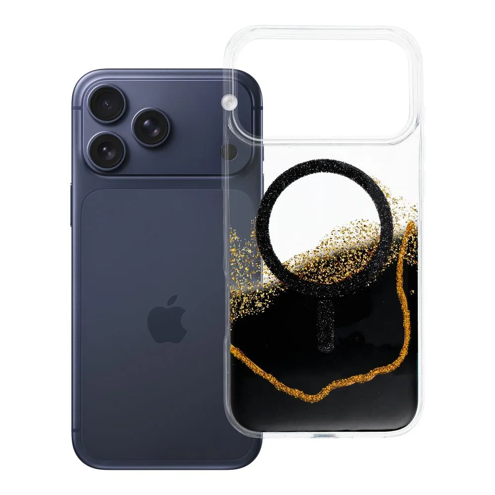 Case passend für iPhone 17 Pro Max / 18 Pro Max (low camera edge) Golden kompatibel mit MagSafe black