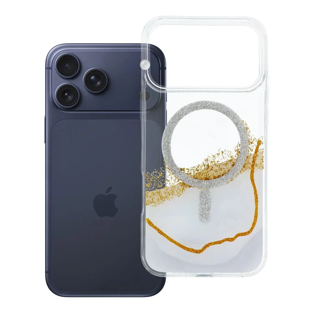 Case passend für iPhone 17 Pro Max / 18 Pro Max (low camera edge) Golden kompatibel mit MagSafe white