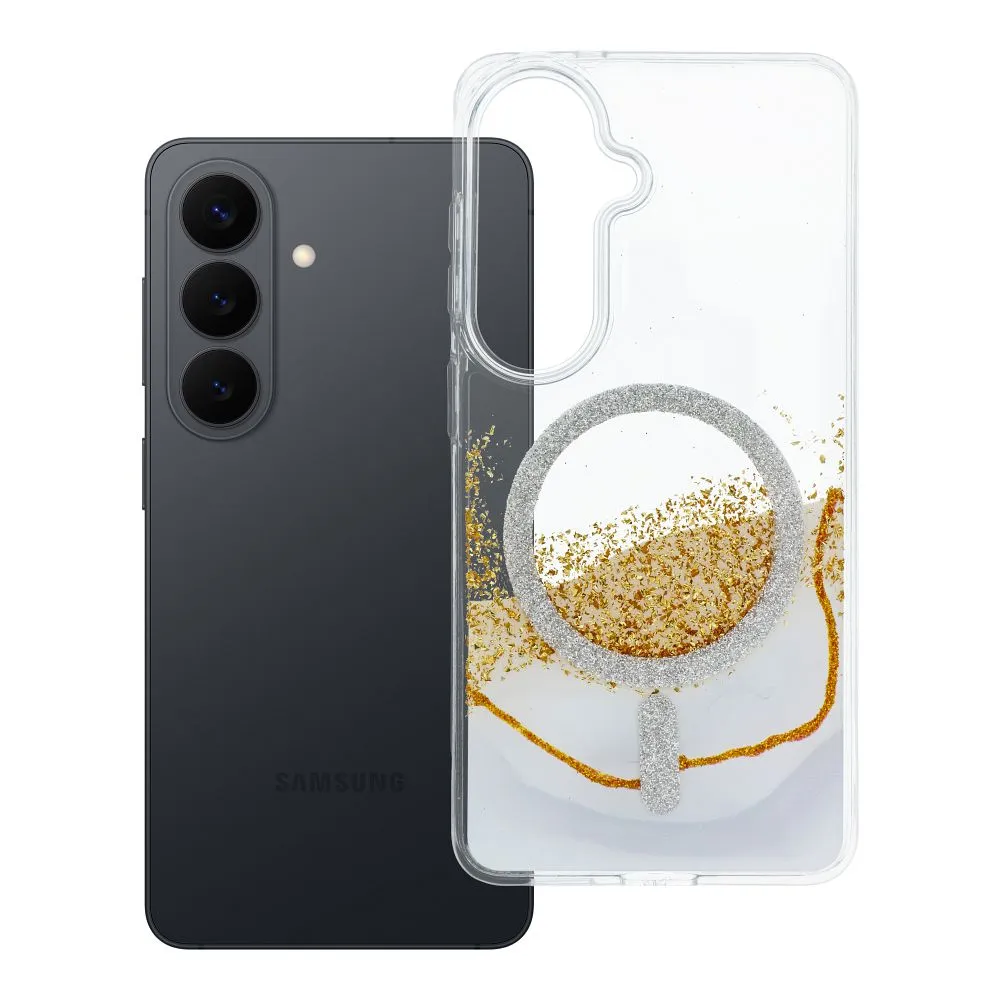 Case passend für Samsung S26 Golden kompatibel mit MagSafe white