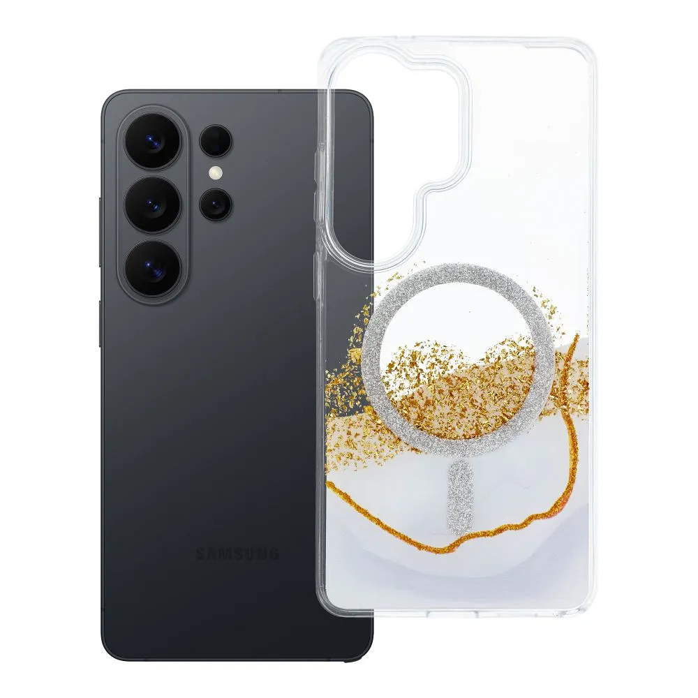 Case passend für Samsung S26 ULTRA Golden kompatibel mit MagSafe white
