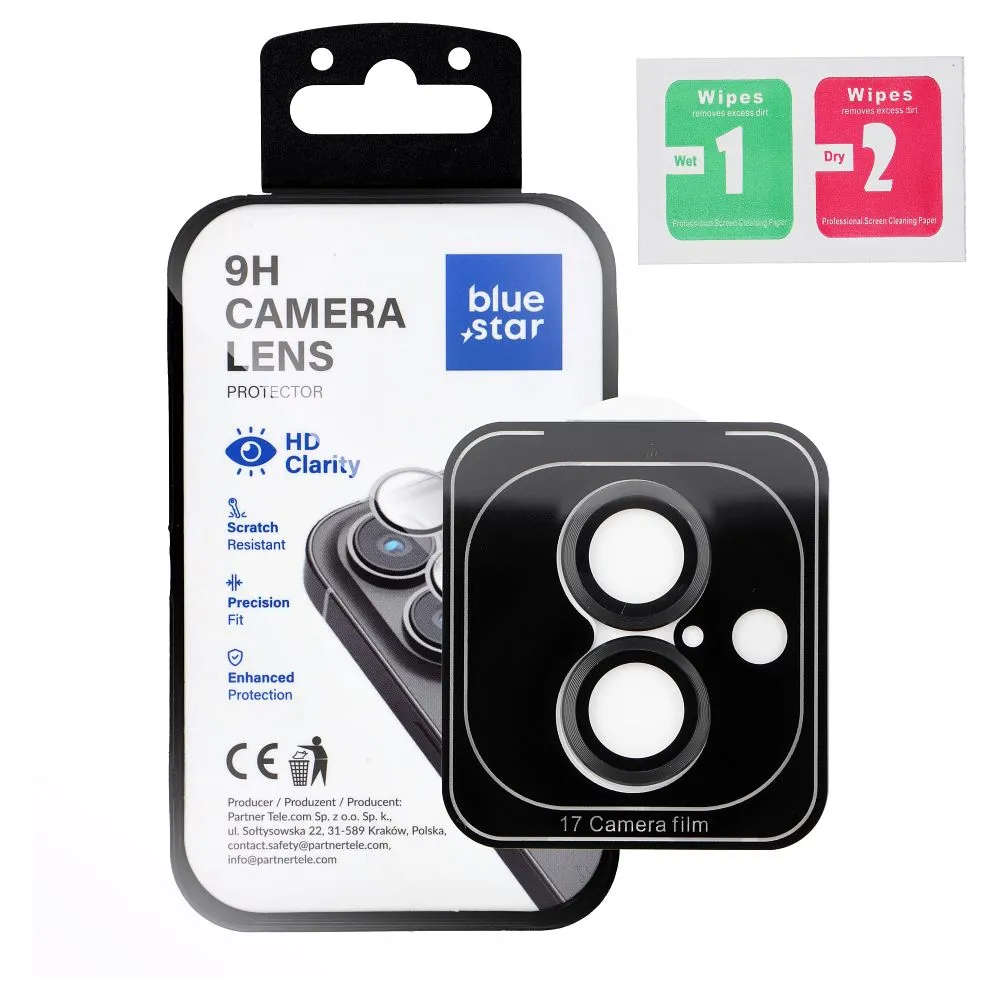 Tempered Glass Camera Lens Protector passend für iPhone 17 AIR Blue Star Easy Install black