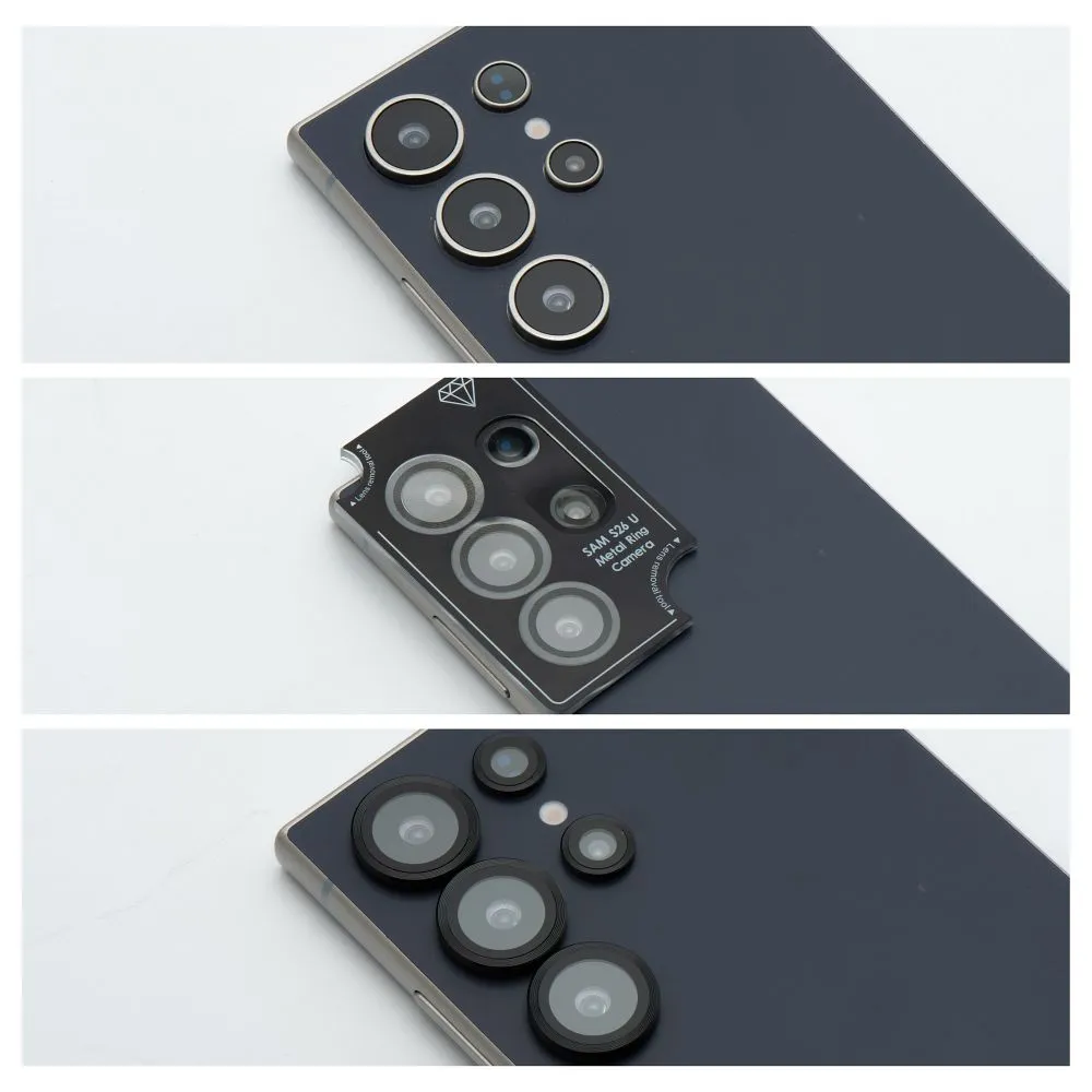 Tempered Glass Camera Lens Protector passend für Samsung A55 Blue Star Easy Install black