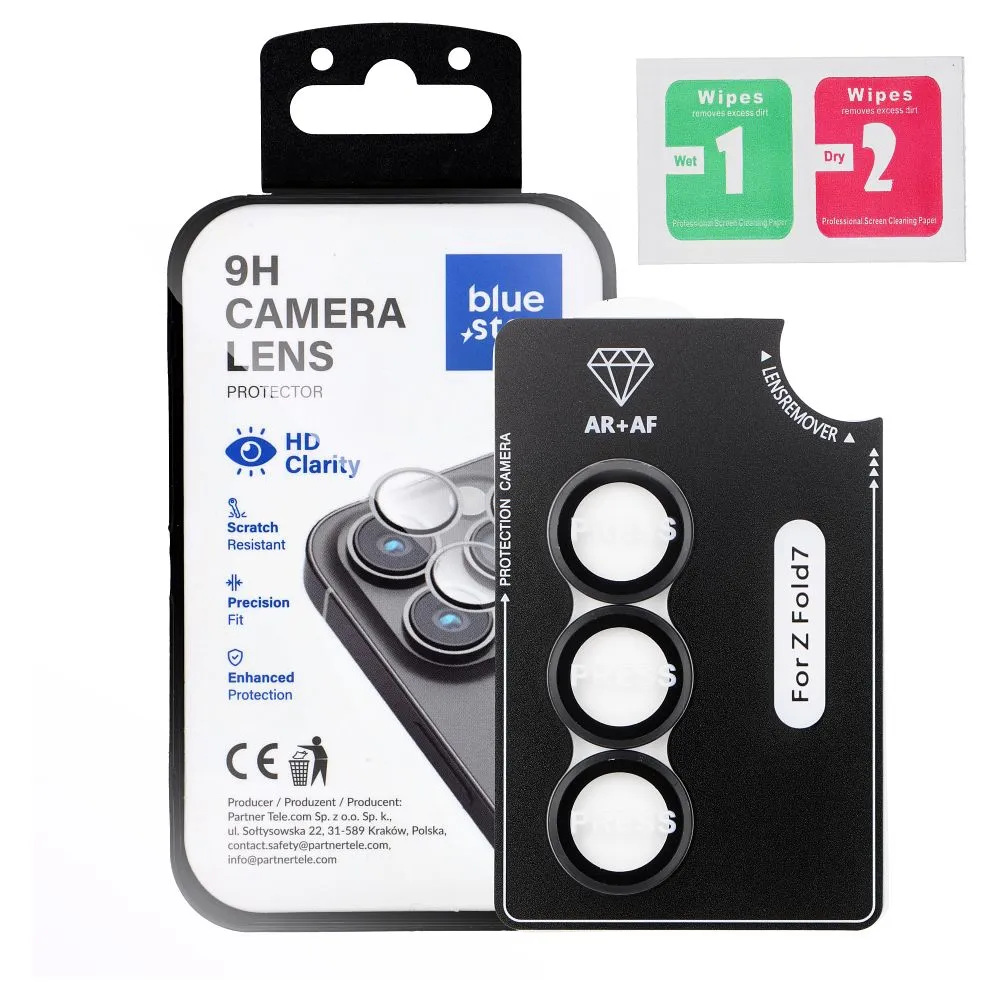 Tempered Glass Camera Lens Protector passend für Samsung Fold 7 Blue Star Easy Install black