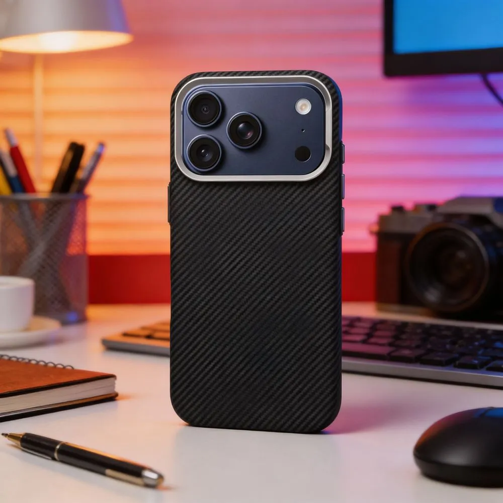 Case passend für iPhone 17 Pro Max / 18 Pro Max (low camera edge) K-Look kompatibel mit MagSafe black v2