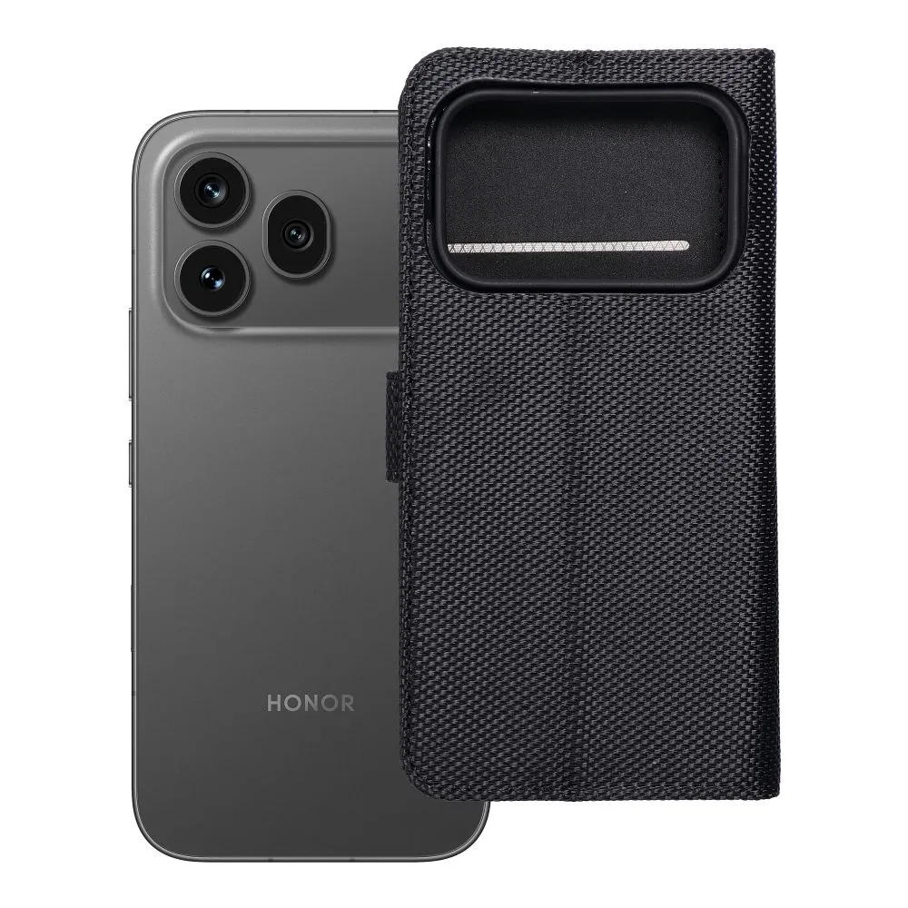 Flip case passend für Honor 600 PRO 4Card RFID anti-theft tech fabric black