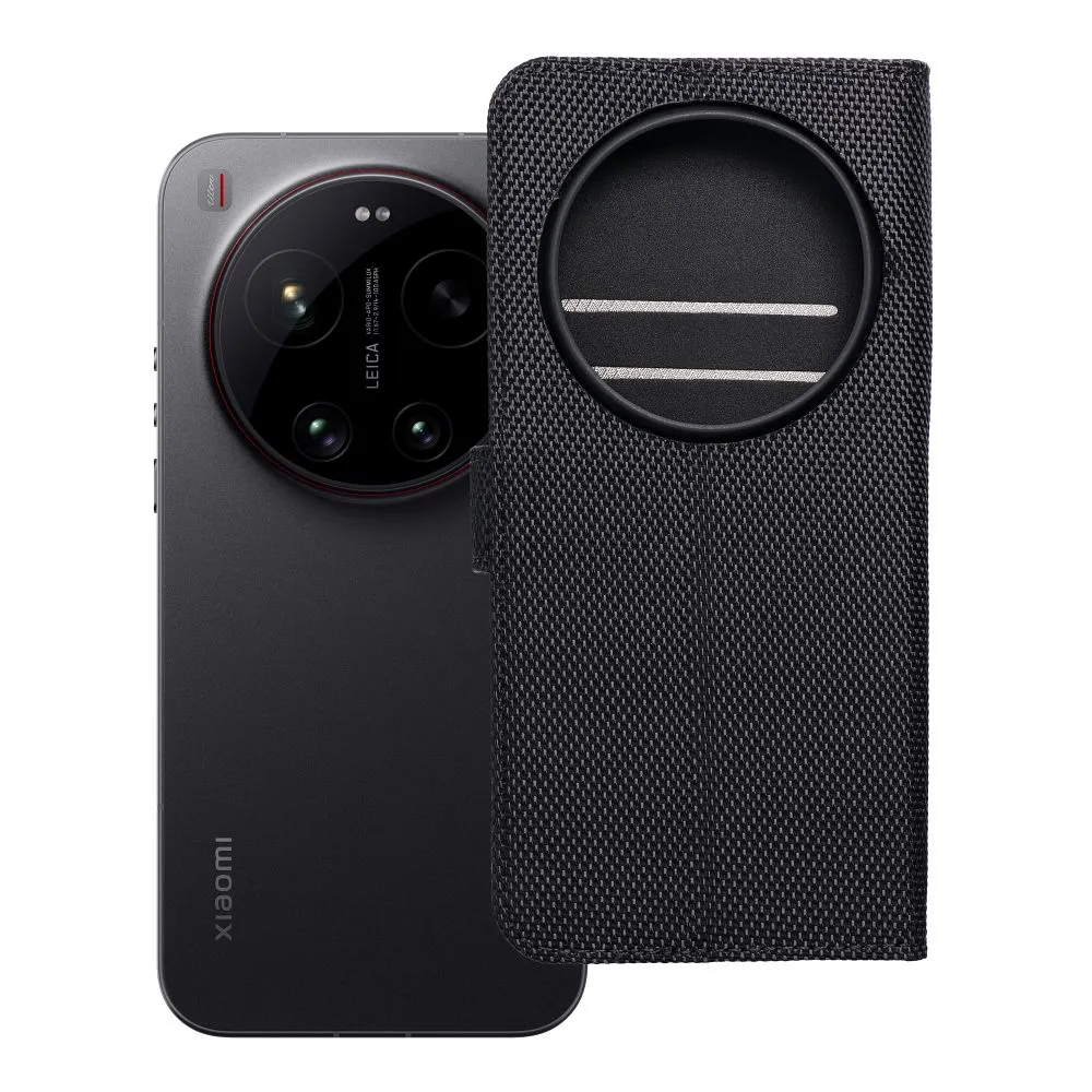 Flip case passend für Xiaomi 17 ULTRA 4Card RFID anti-theft tech fabric black