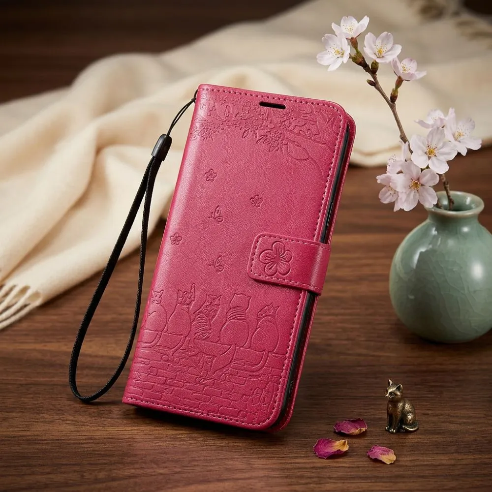 Flip case passend für Motorola G17 Mezzo Book cats red