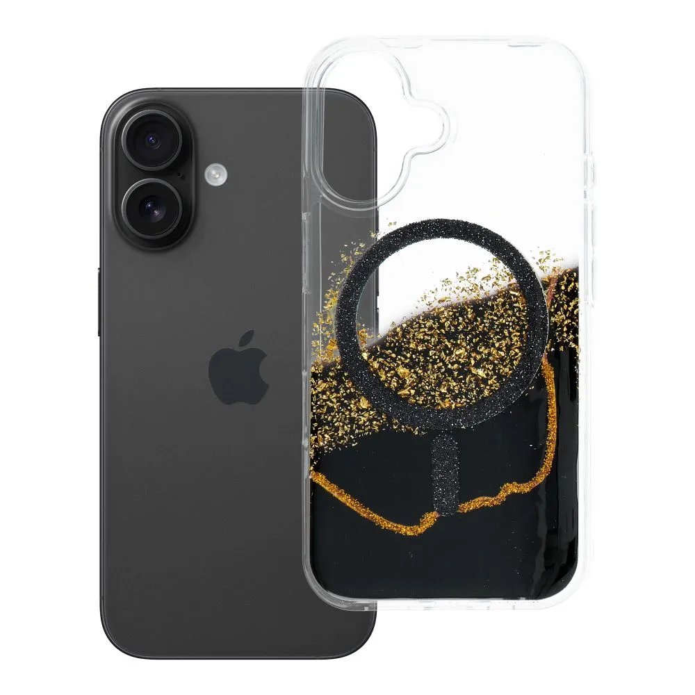 Case passend für iPhone 16 Golden kompatibel mit MagSafe black
