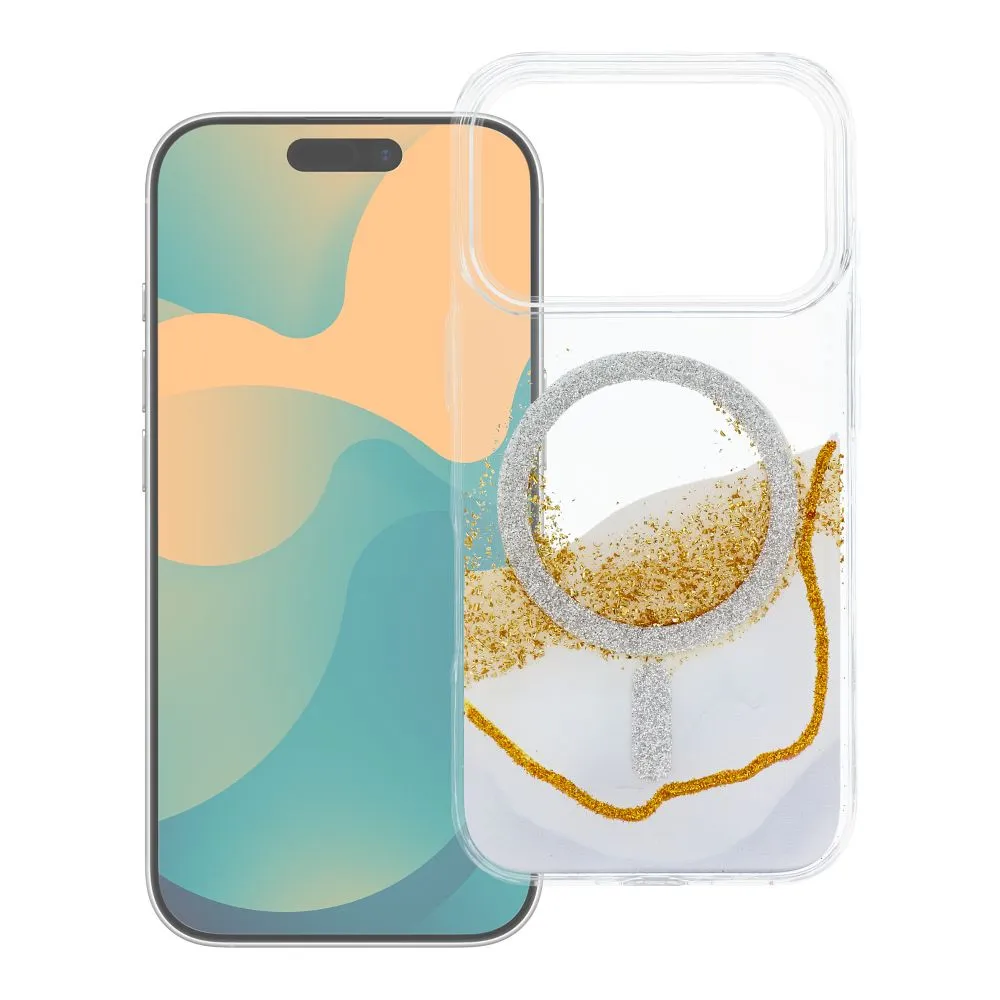 Case passend für iPhone 16 Golden kompatibel mit MagSafe white