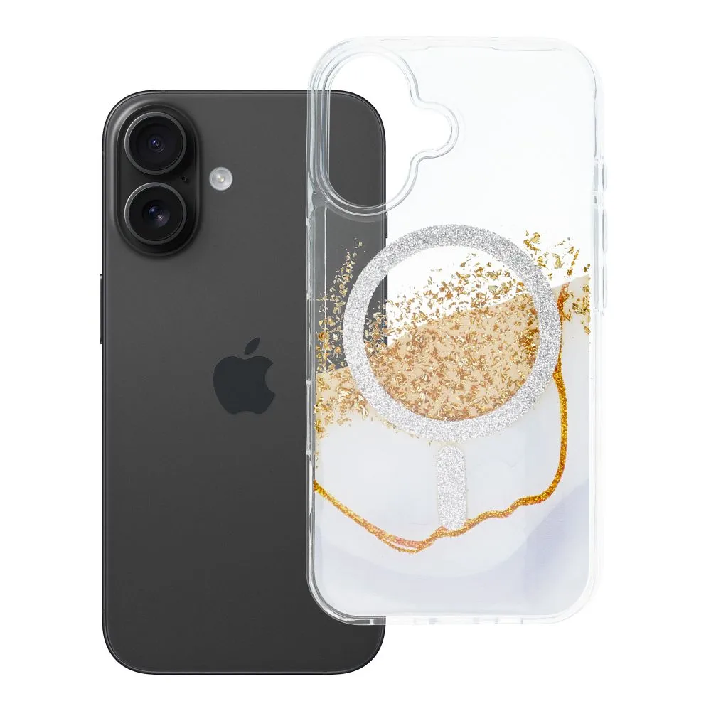Case passend für iPhone 16 Golden kompatibel mit MagSafe white