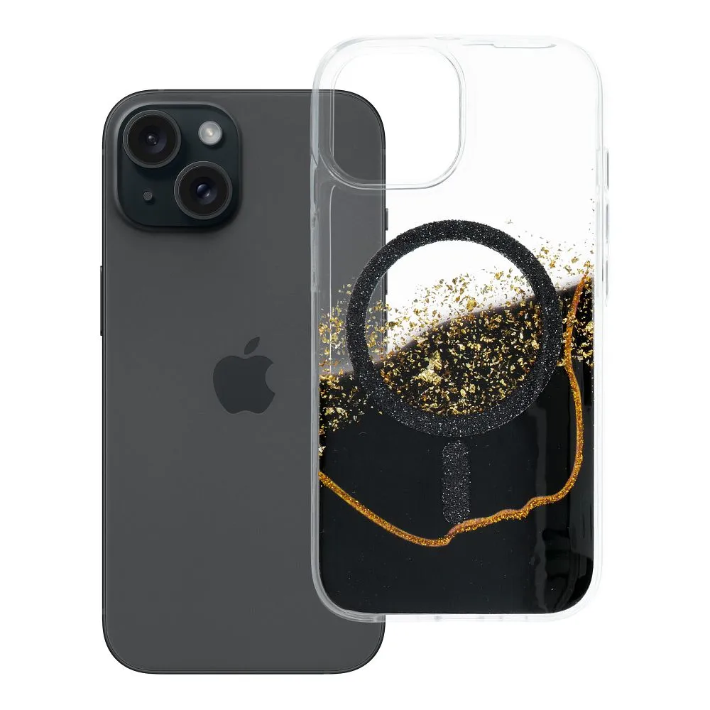 Case passend für iPhone 15 Golden kompatibel mit MagSafe black