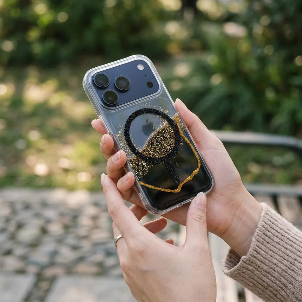 Case passend für iPhone 15 Golden kompatibel mit MagSafe black