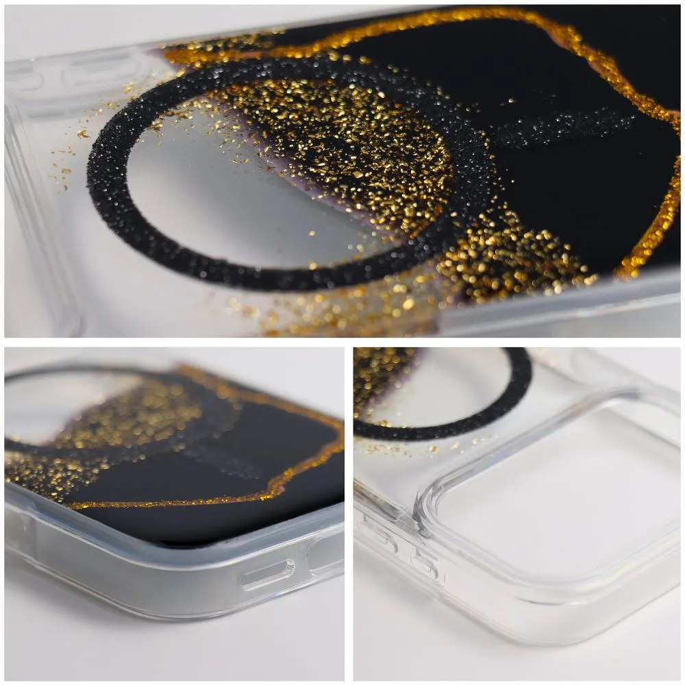 Case passend für iPhone 15 Golden kompatibel mit MagSafe black