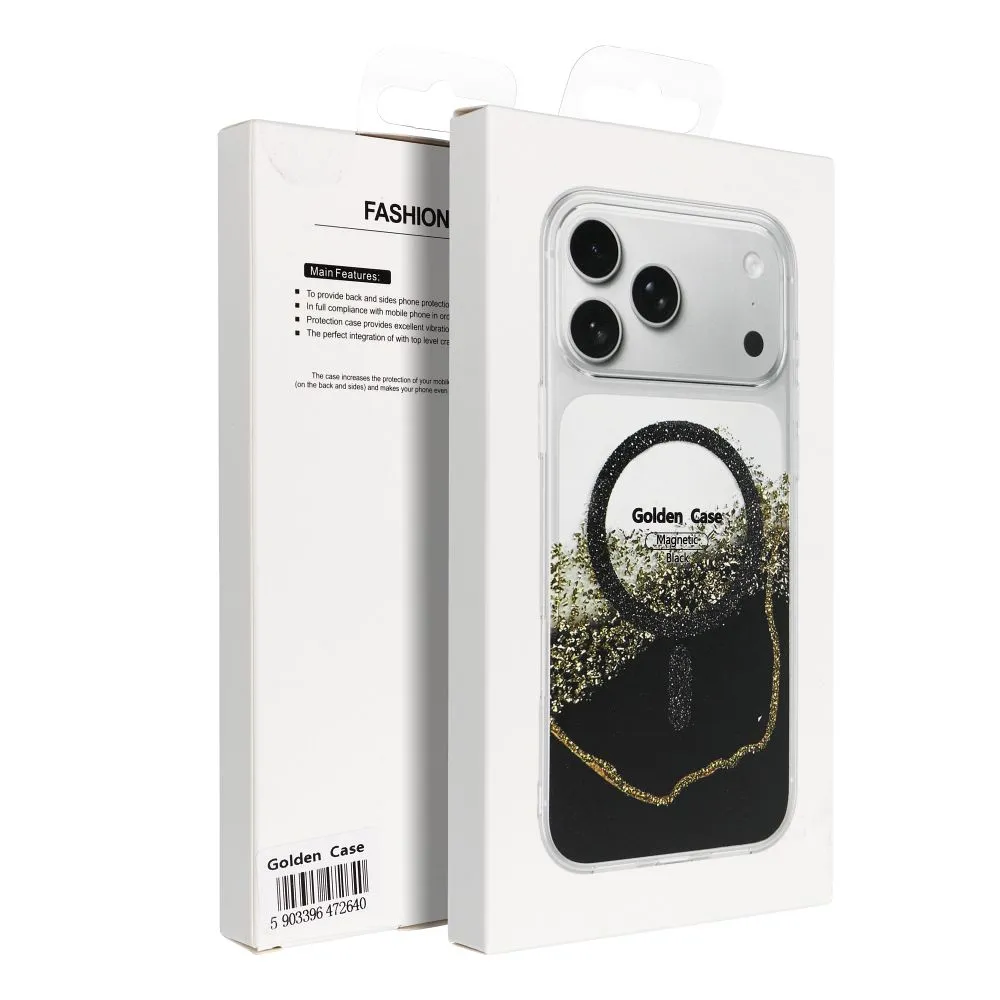 Case passend für iPhone 15 Golden kompatibel mit MagSafe black