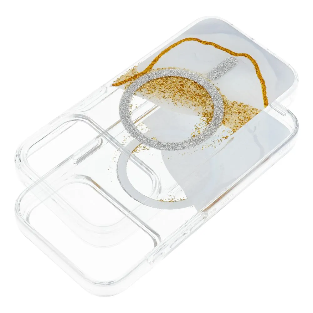 Case passend für iPhone 15 Golden kompatibel mit MagSafe white