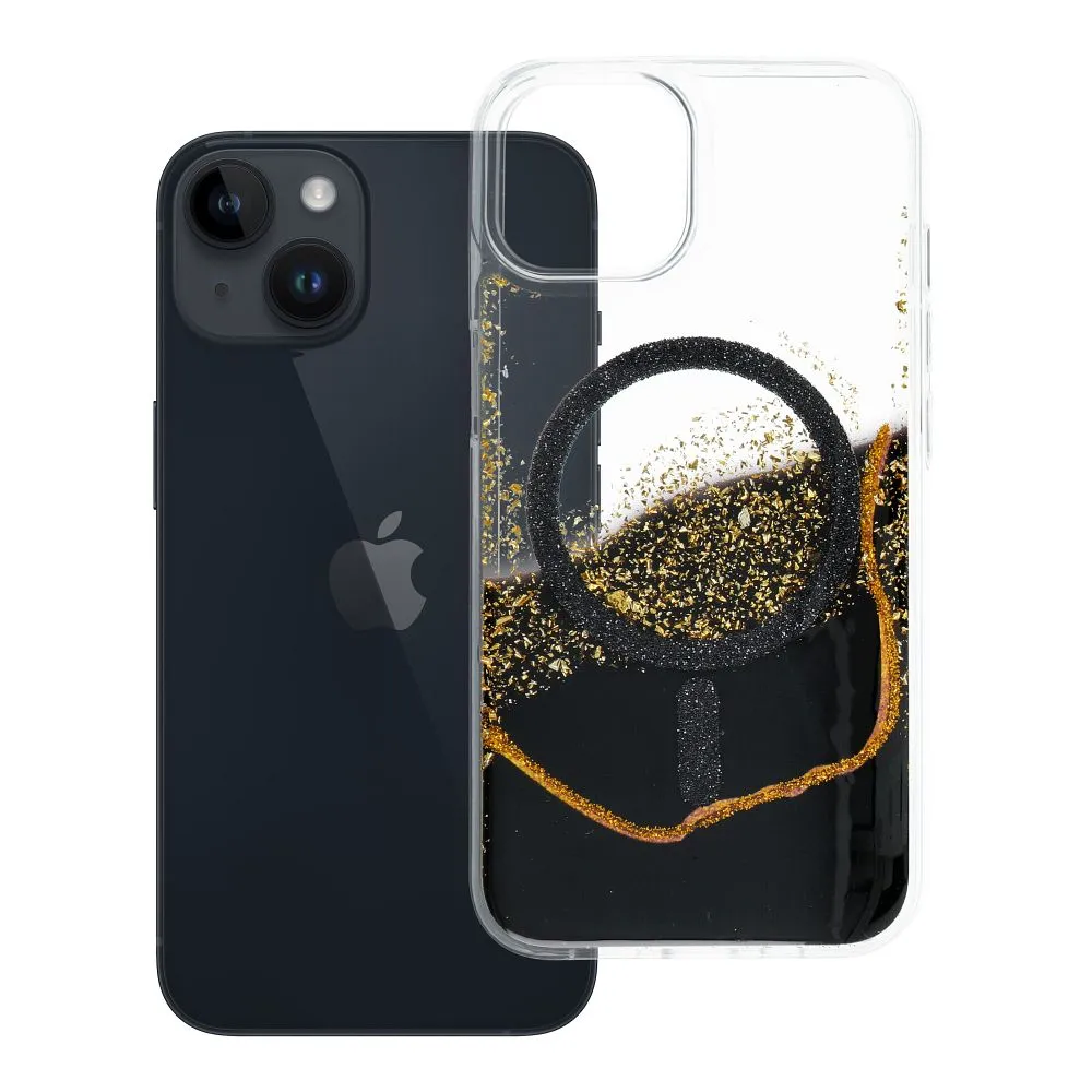 Case passend für iPhone 13 / 14 Golden kompatibel mit MagSafe black