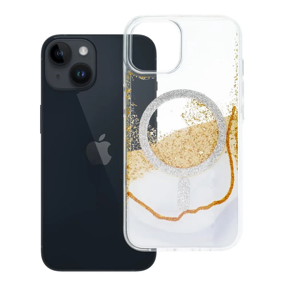 Case passend für iPhone 13 / 14 Golden kompatibel mit MagSafe white