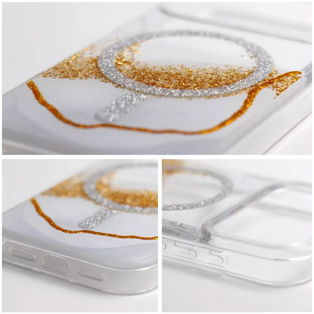 Case passend für iPhone 13 / 14 Golden kompatibel mit MagSafe white