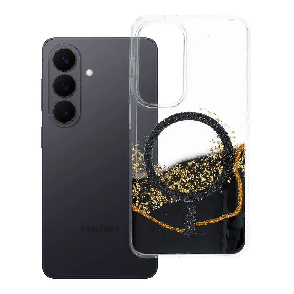 Case passend für Samsung S24 / S25 Golden kompatibel mit MagSafe black