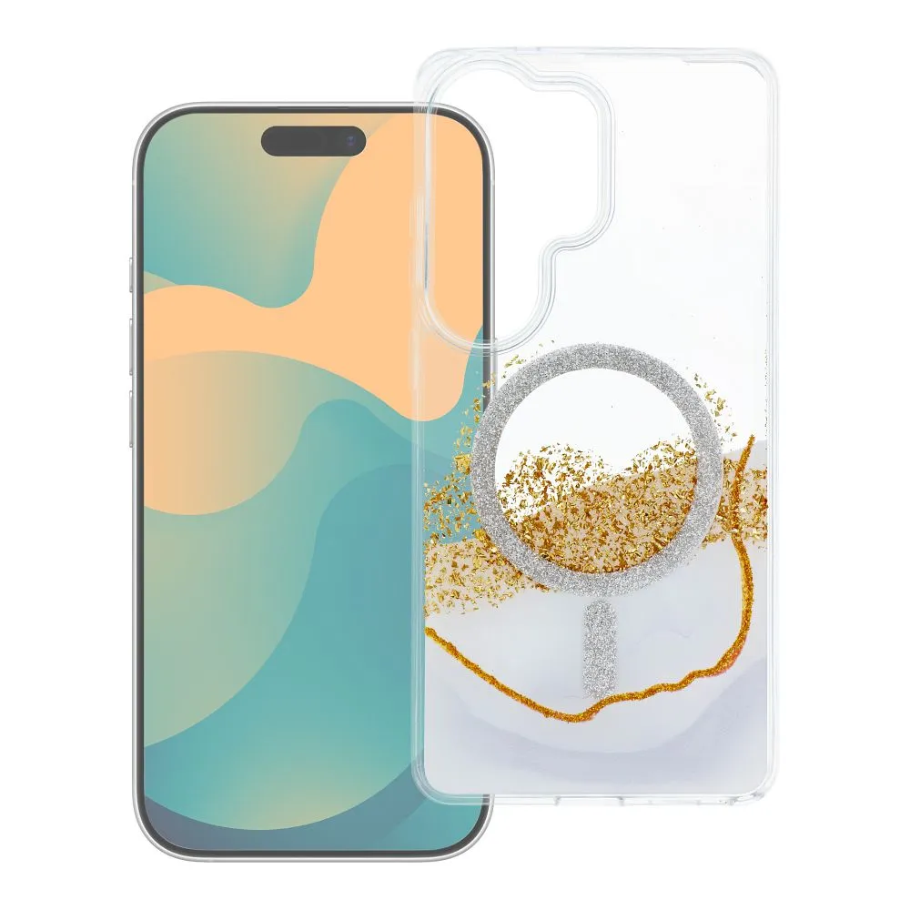 Case passend für Samsung S24 / S25 Golden kompatibel mit MagSafe white