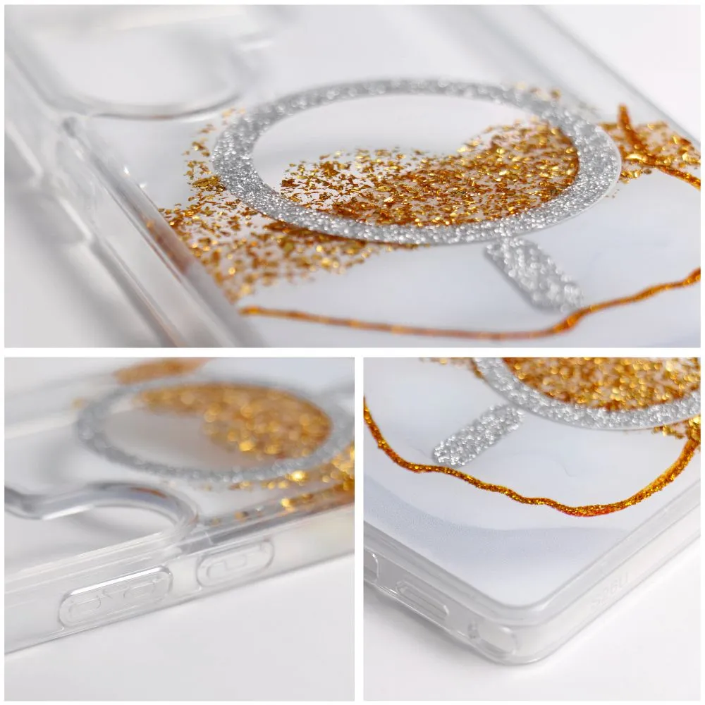 Case passend für Samsung S24 / S25 Golden kompatibel mit MagSafe white