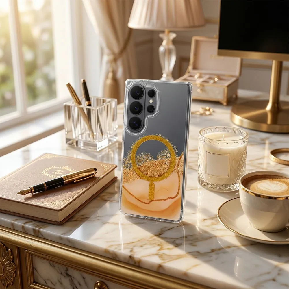 Case passend für Samsung S24 / S25 Golden kompatibel mit MagSafe gold