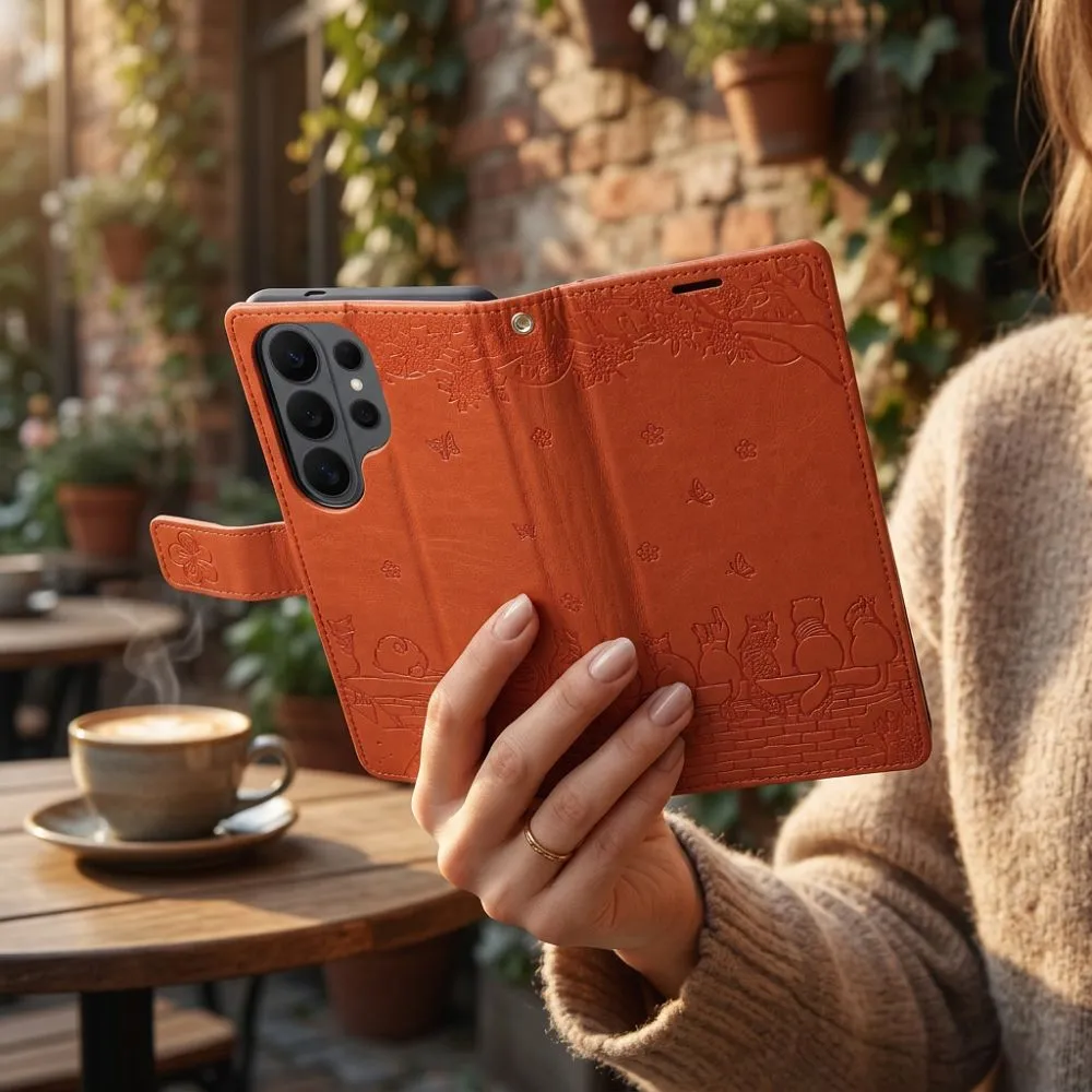 Flip case passend für Motorola G17 Mezzo Book cats brown