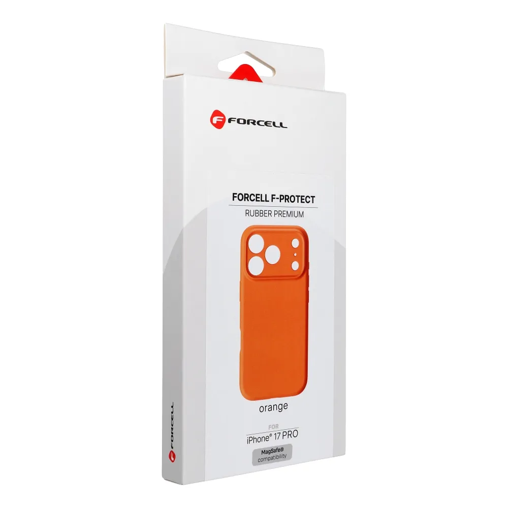 Case passend für iPhone 17 Pro / 18 Pro (low camera edge) Forcell F-Protect Rubber Premium kompatibel mit MagSafe orange