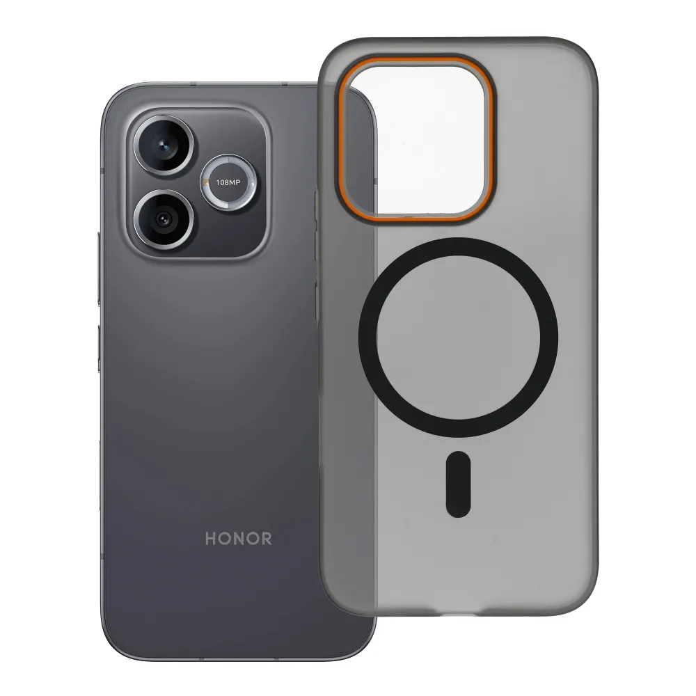 Case passend für Honor 600 LITE Go Orange kompatibel mit MagSafe black