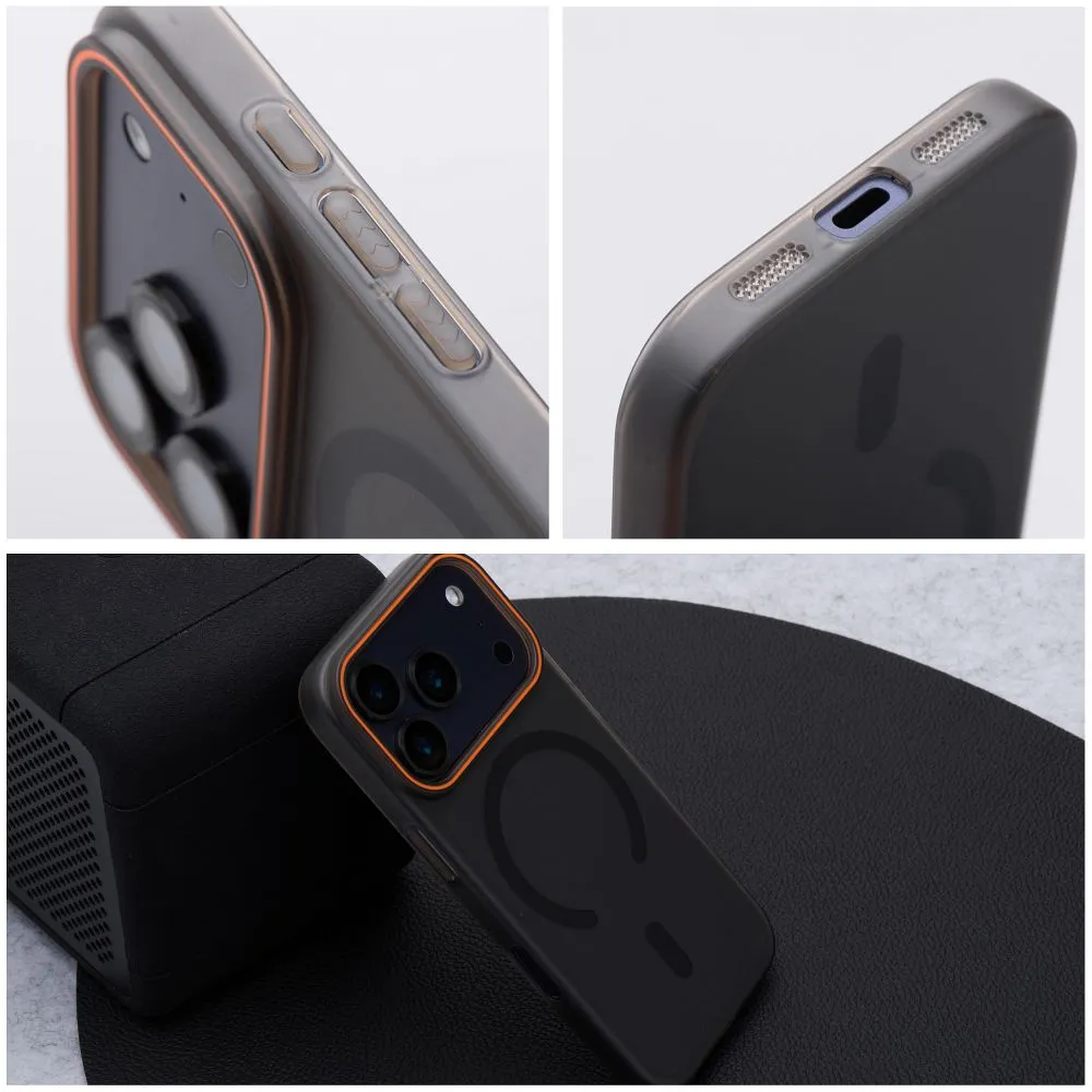 Case passend für Honor 600 LITE Go Orange kompatibel mit MagSafe black
