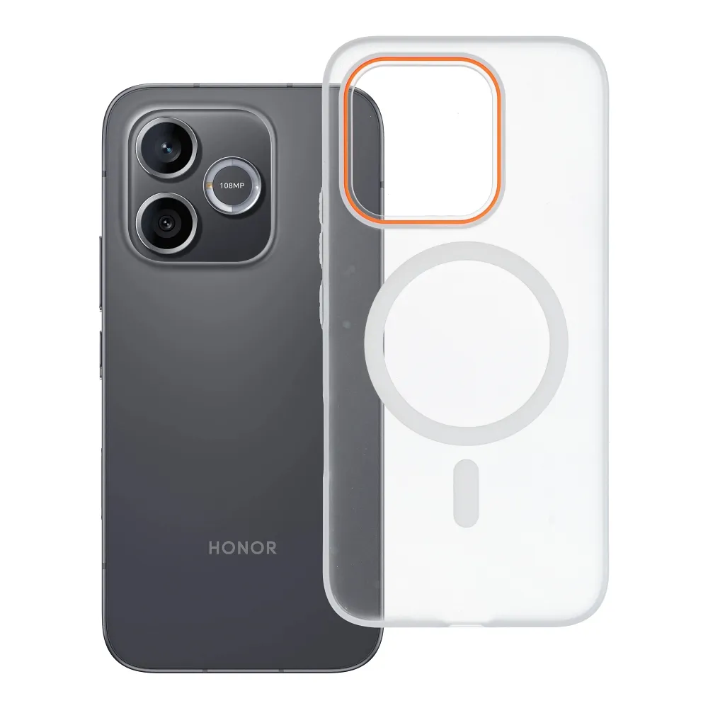 Case passend für Honor 600 LITE Go Orange kompatibel mit MagSafe transparent