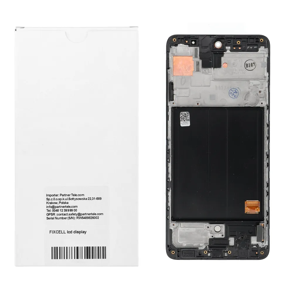 FIXCELL lcd display passend für SAMSUNG A51 4G AMOLED with frame black (change glass)