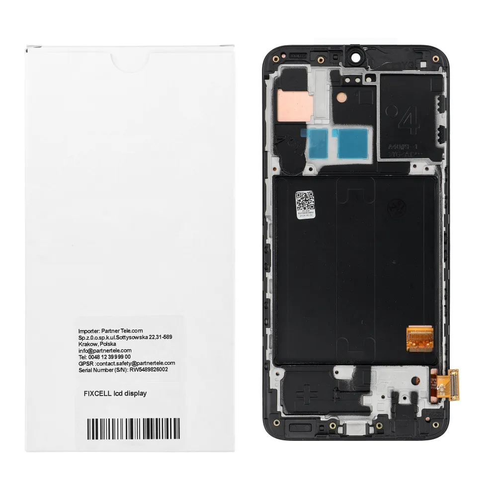 FIXCELL lcd display passend für SAMSUNG A40 AMOLED with frame black (change glass)