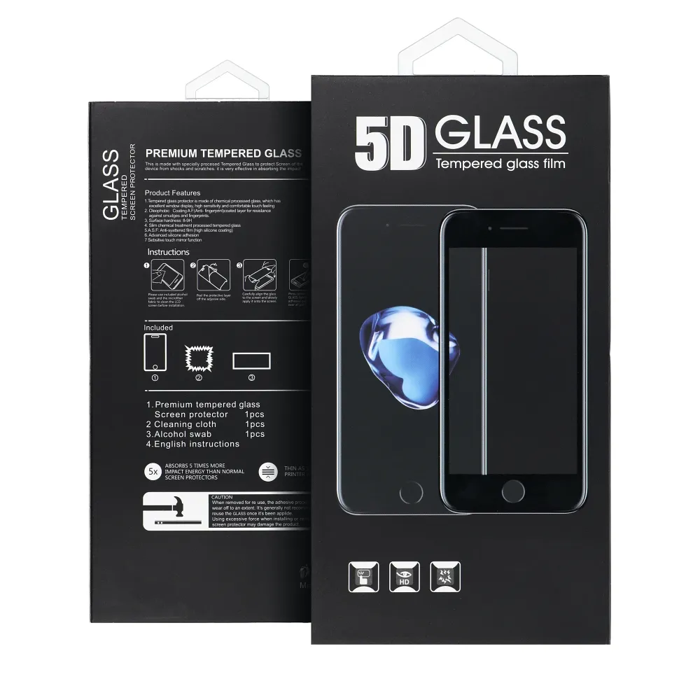 5D Full Glue gehärtetes Glas - passend für iPhone 17 Pro / 18 Pro schwarz + Applikator